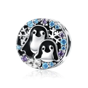 (Bild für) Silberner Pinguin-Haus-Charm im Pandora-Stil - SCC992