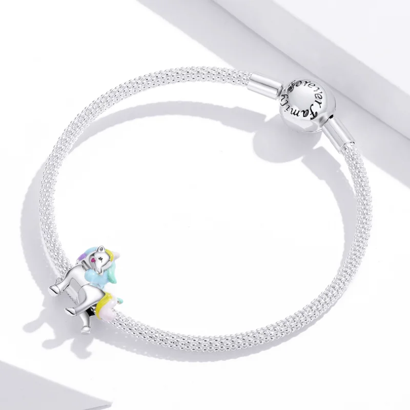 (Bild für) Silberner Regenbogen-Einhorn-Charm im Pandora-Stil - SCC1500 - Ansicht 2