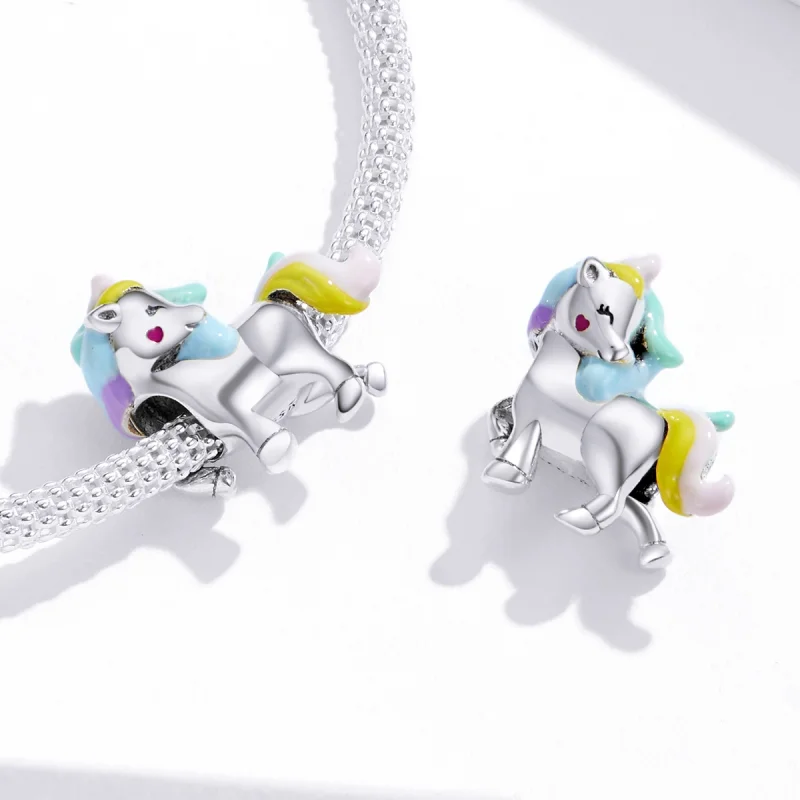 (Bild für) Silberner Regenbogen-Einhorn-Charm im Pandora-Stil - SCC1500 - Ansicht 4