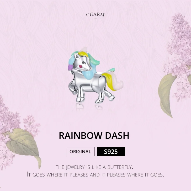 (Bild für) Silberner Regenbogen-Einhorn-Charm im Pandora-Stil - SCC1500 - Ansicht 6