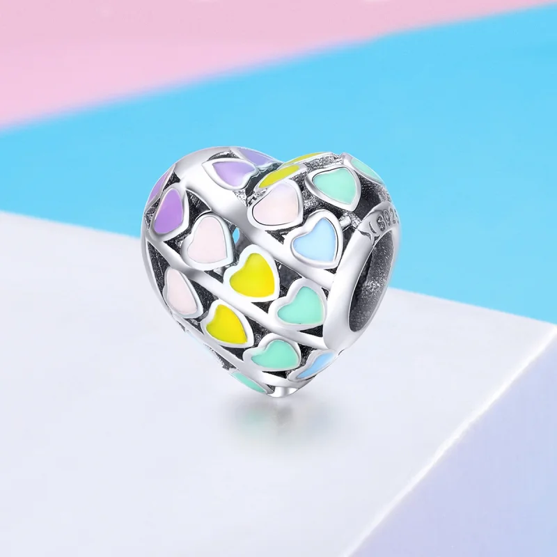 (Bild für) Silberner Regenbogen-Herz-Charm im Pandora-Stil - SCC902 - Ansicht 2