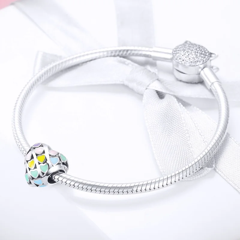 (Bild für) Silberner Regenbogen-Herz-Charm im Pandora-Stil - SCC902 - Ansicht 3