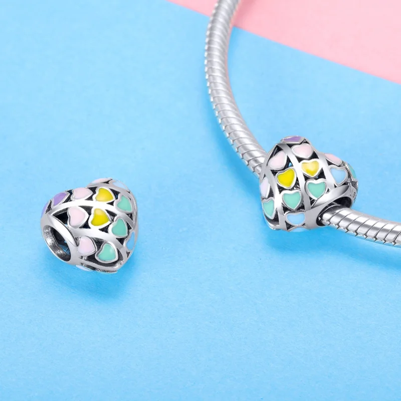(Bild für) Silberner Regenbogen-Herz-Charm im Pandora-Stil - SCC902 - Ansicht 4