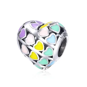 (Bild für) Silberner Regenbogen-Herz-Charm im Pandora-Stil - SCC902