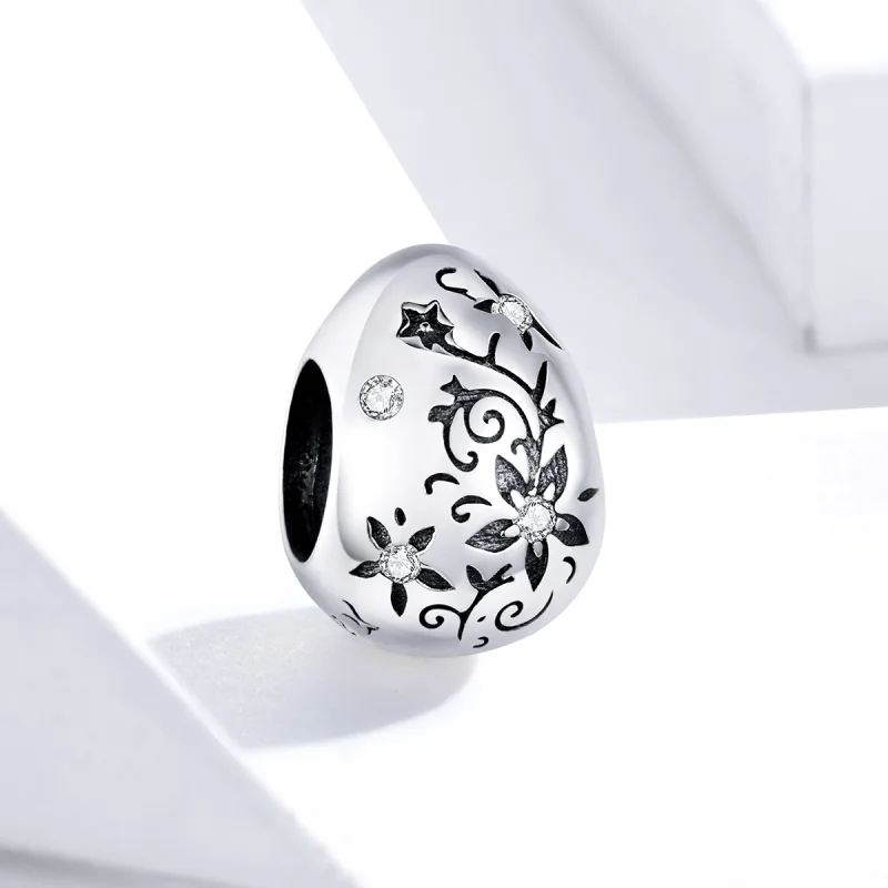 (Bild für) Silberner Retro-Osterei-Charm im Pandora-Stil - SCC1466 - Ansicht 2