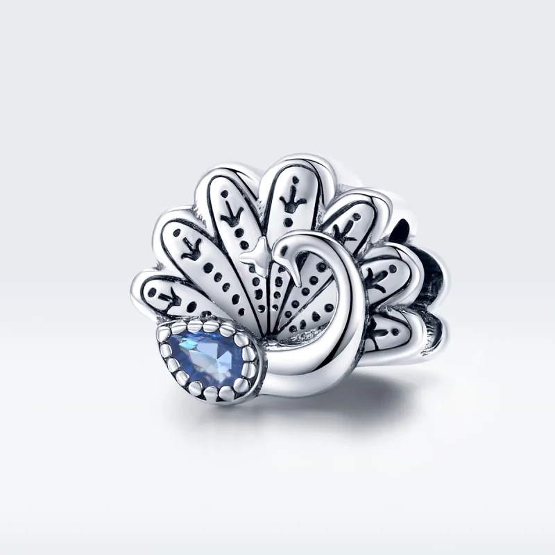 (Bild für) Silberner Retro-Pfau-Charm im Pandora-Stil - SCC1558 - Ansicht 5