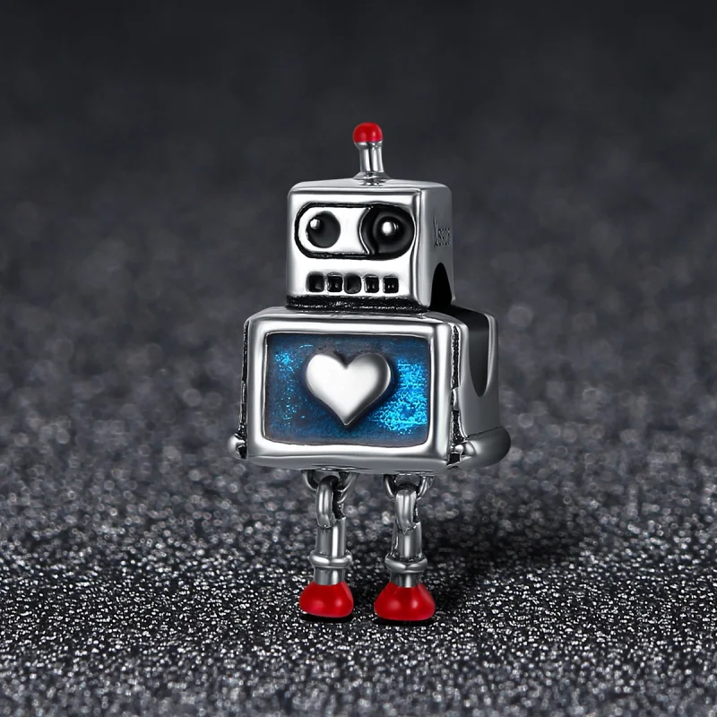 (Bild für) Silberner Roboter-Charm im Pandora-Stil - SCC346 - Ansicht 2