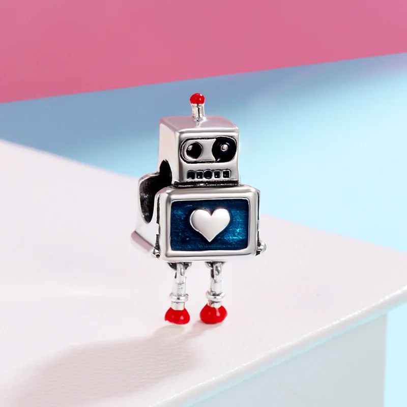 (Bild für) Silberner Roboter-Charm im Pandora-Stil - SCC346 - Ansicht 3