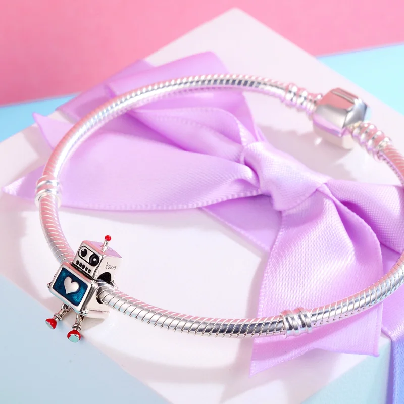 (Bild für) Silberner Roboter-Charm im Pandora-Stil - SCC346 - Ansicht 4