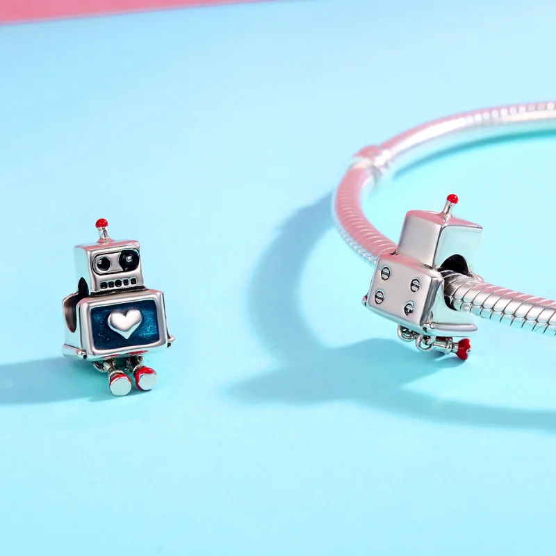 (Bild für) Silberner Roboter-Charm im Pandora-Stil - SCC346 - Ansicht 5