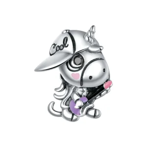 (Bild für) Silberner Rock-Einhorn-Charm im Pandora-Stil - SCC1630