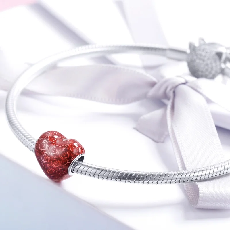 (Bild für) Silberner Rosen-Herz-Charm im Pandora-Stil - SCC1064 - Ansicht 3