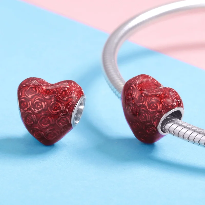 (Bild für) Silberner Rosen-Herz-Charm im Pandora-Stil - SCC1064 - Ansicht 4