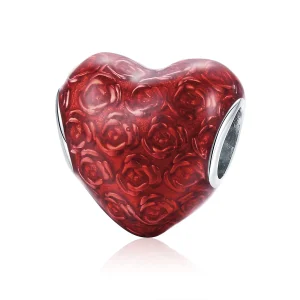 (Bild für) Silberner Rosen-Herz-Charm im Pandora-Stil - SCC1064