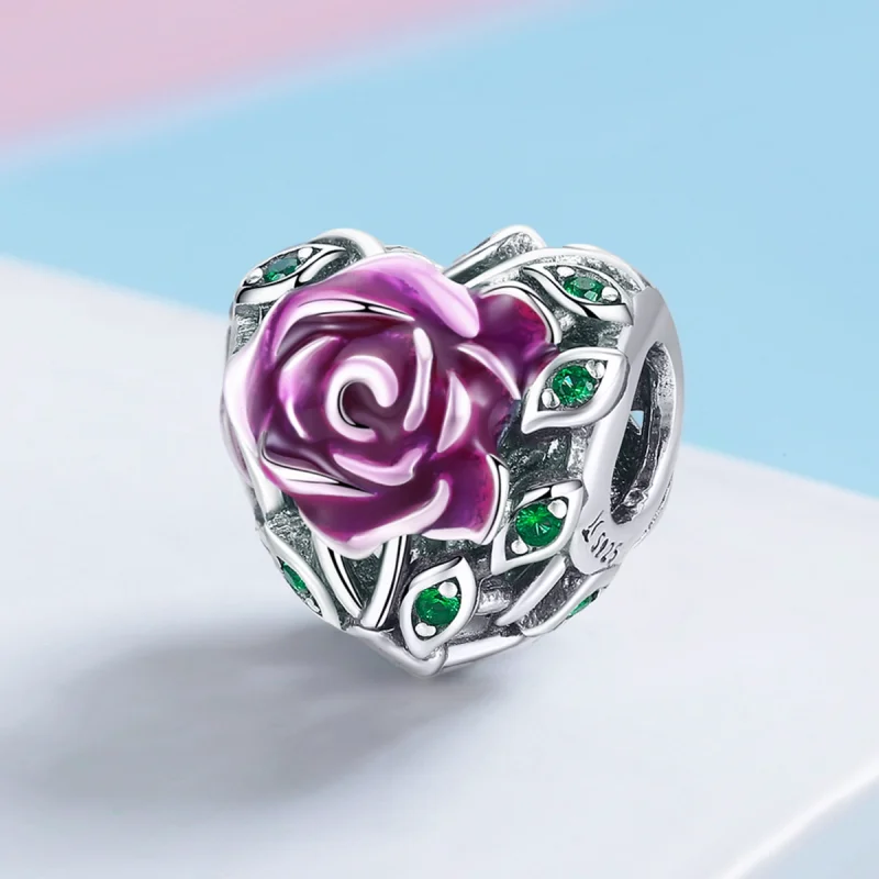 (Bild für) Silberner Rosen-Herz-Charm im Pandora-Stil - SCC927 - Ansicht 2