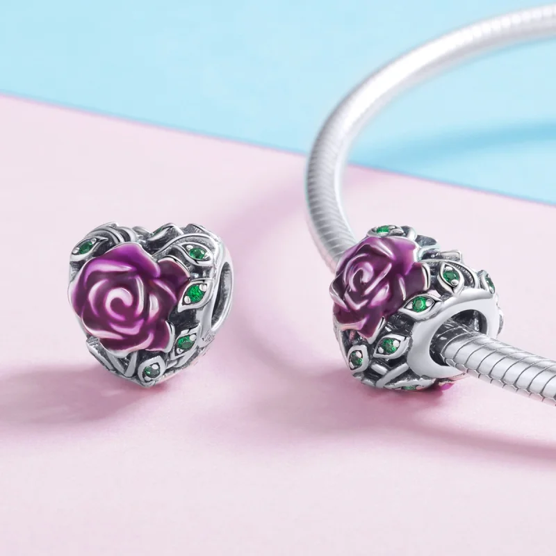 (Bild für) Silberner Rosen-Herz-Charm im Pandora-Stil - SCC927 - Ansicht 4