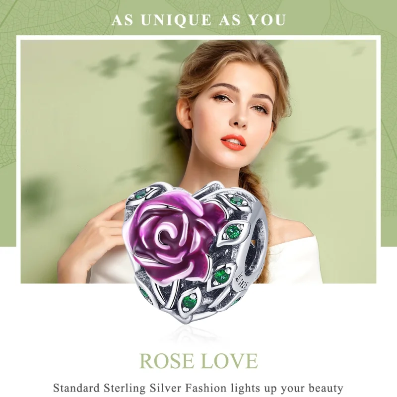 (Bild für) Silberner Rosen-Herz-Charm im Pandora-Stil - SCC927 - Ansicht 6