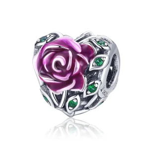 (Bild für) Silberner Rosen-Herz-Charm im Pandora-Stil - SCC927