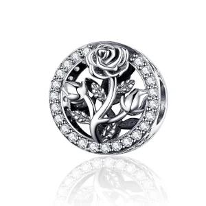 (Bild für) Silberner Rosenblüten-Charm im Pandora-Stil - SCC1189
