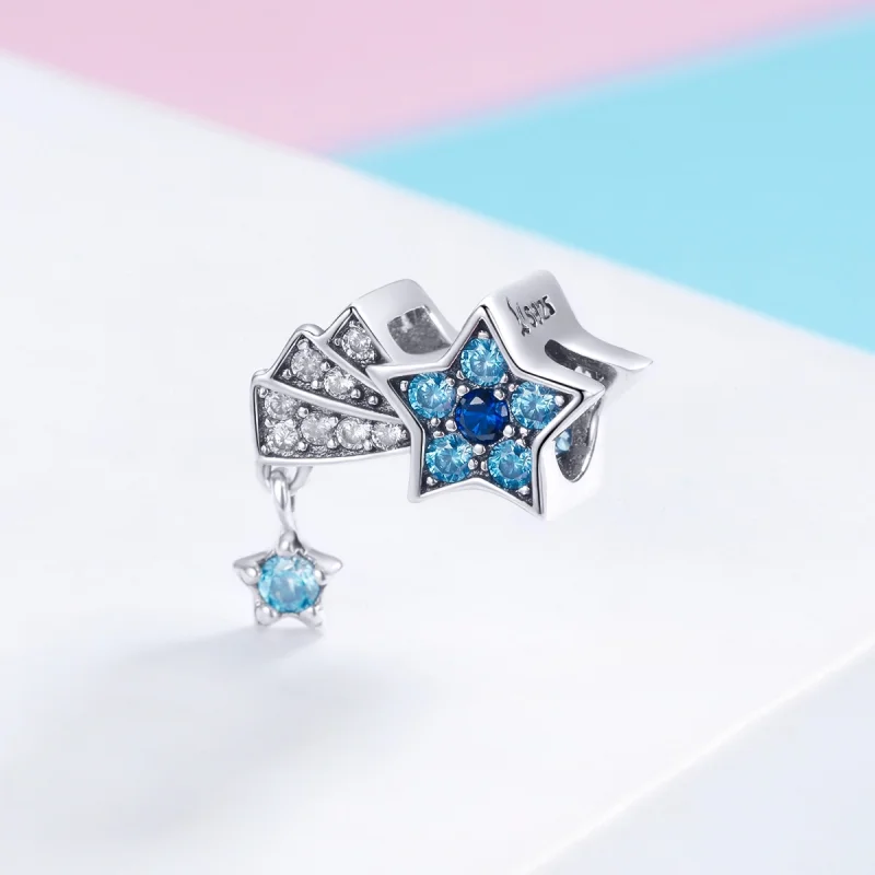 (Bild für) Silberner Saphir-Schmuck-Stern-Charm im Pandora-Stil - SCC912 - Ansicht 2