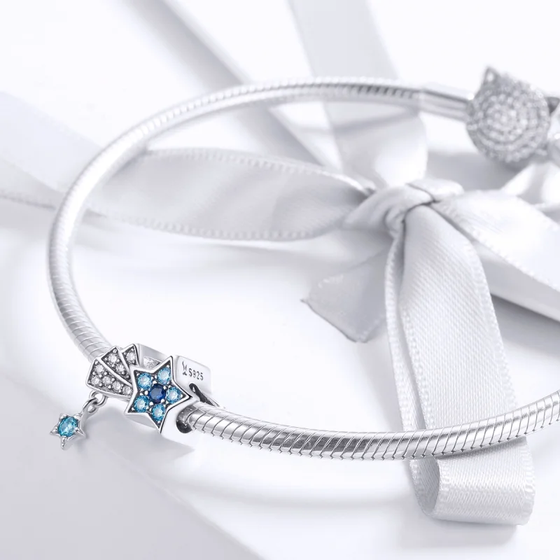 (Bild für) Silberner Saphir-Schmuck-Stern-Charm im Pandora-Stil - SCC912 - Ansicht 3