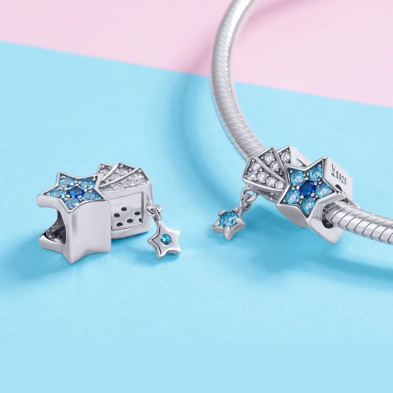 (Bild für) Silberner Saphir-Schmuck-Stern-Charm im Pandora-Stil - SCC912 - Ansicht 4