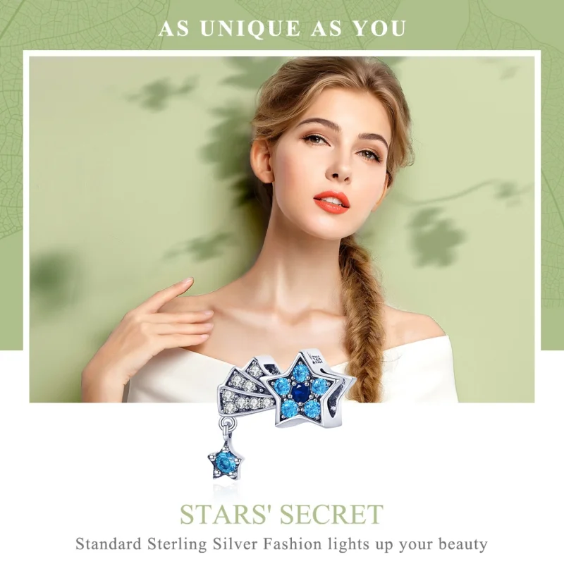 (Bild für) Silberner Saphir-Schmuck-Stern-Charm im Pandora-Stil - SCC912 - Ansicht 6