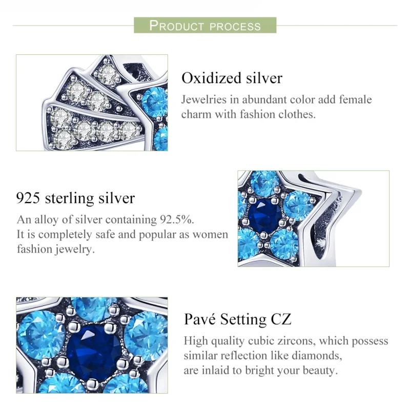 (Bild für) Silberner Saphir-Schmuck-Stern-Charm im Pandora-Stil - SCC912 - Ansicht 7