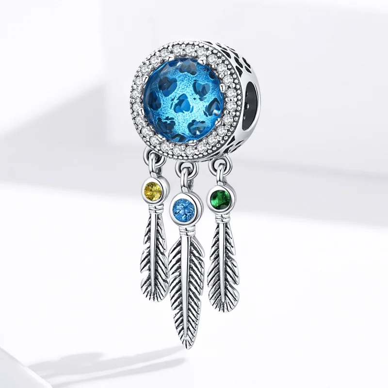 (Bild für) Silberner Saphir-Traumfänger-Charm im Pandora-Stil - SCC1384 - Ansicht 3