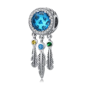 (Bild für) Silberner Saphir-Traumfänger-Charm im Pandora-Stil - SCC1384