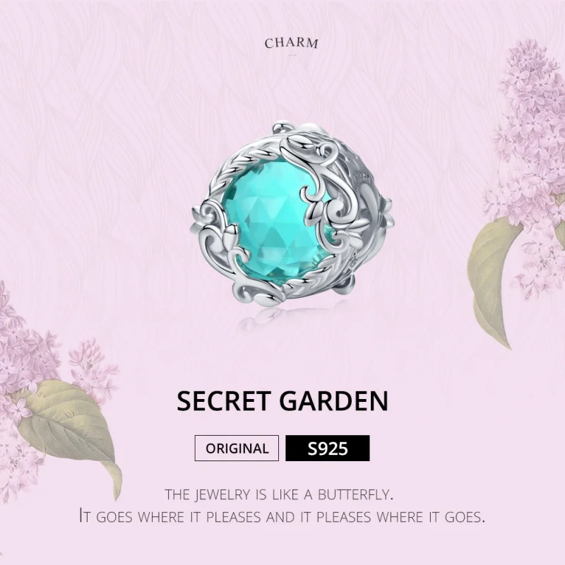 (Bild für) Silberner „Secret Garden“-Charm im Pandora-Stil - BSC105 - Ansicht 6