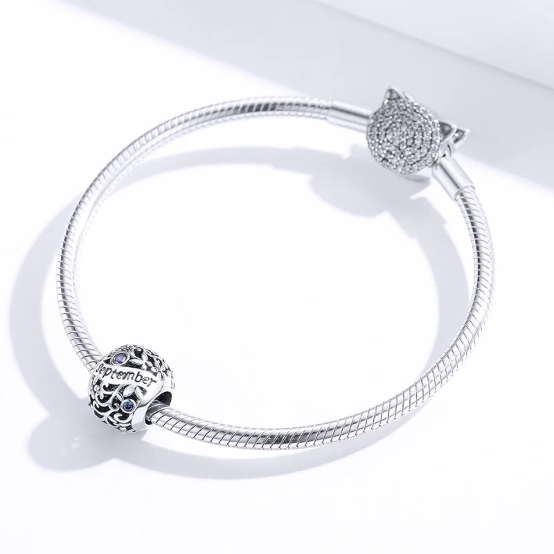 (Bild für) Silberner September-Geburtsstein-Charm im Pandora-Stil - SCC1385-9 - Ansicht 3