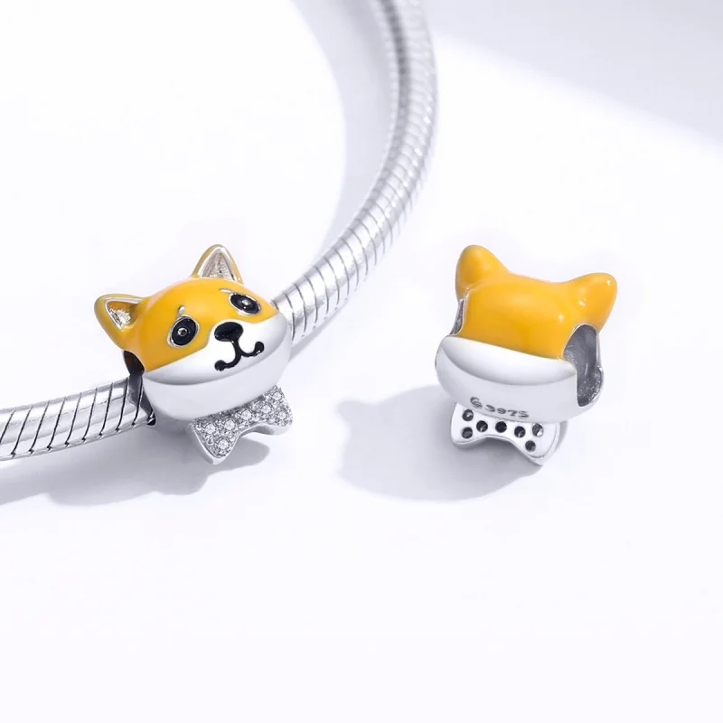 (Bild für) Silberner Shiba Inu-Charm im Pandora-Stil - BSC188 - Ansicht 2