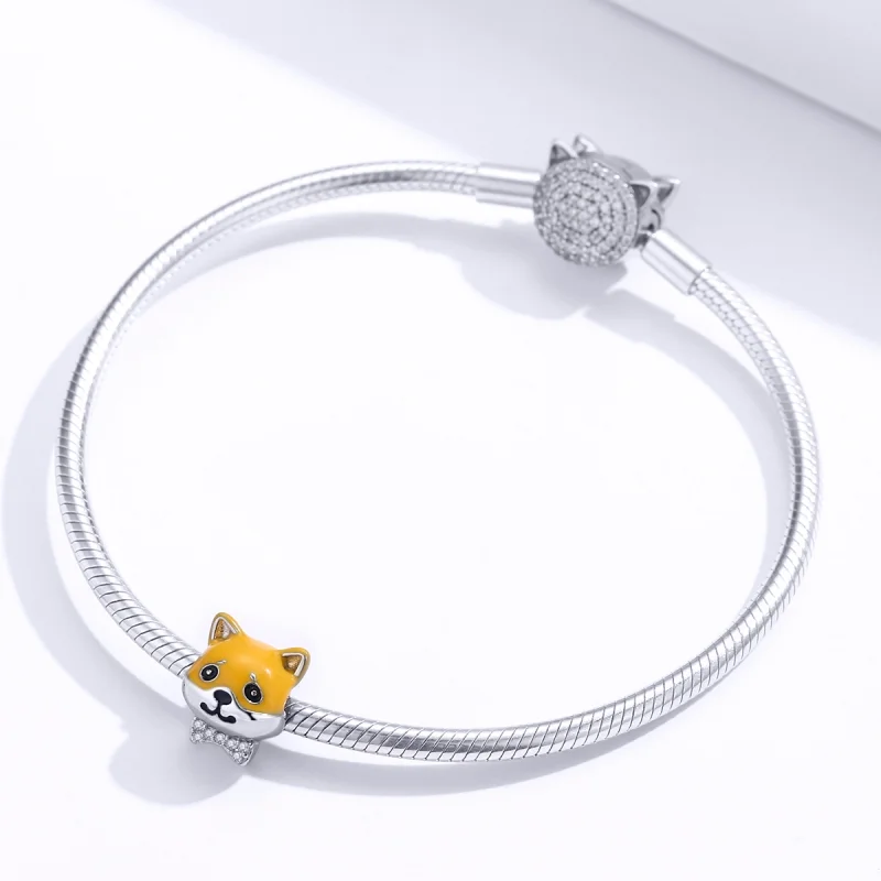 (Bild für) Silberner Shiba Inu-Charm im Pandora-Stil - BSC188 - Ansicht 4