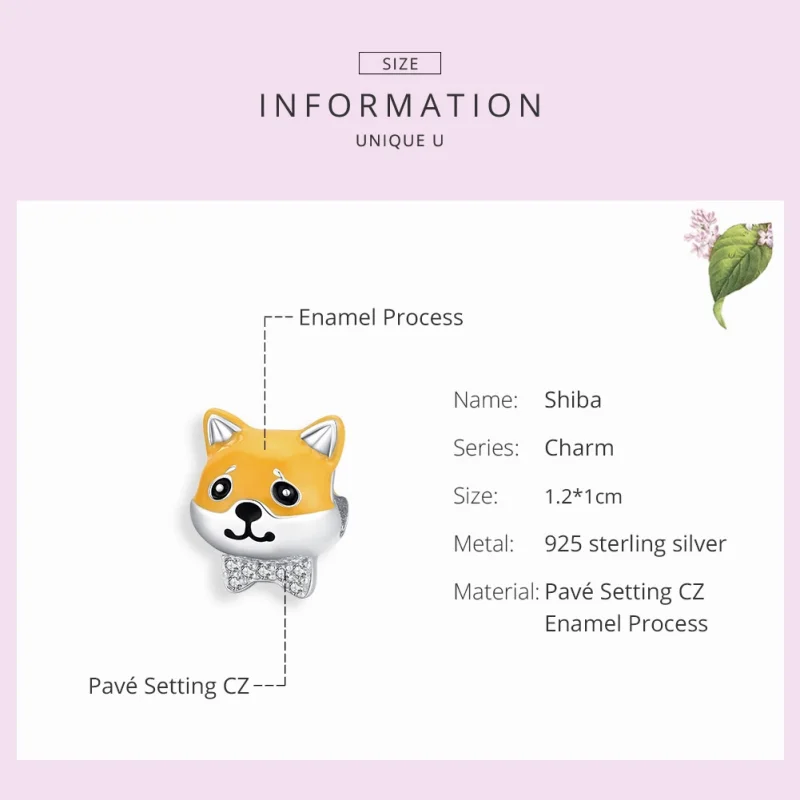 (Bild für) Silberner Shiba Inu-Charm im Pandora-Stil - BSC188 - Ansicht 7