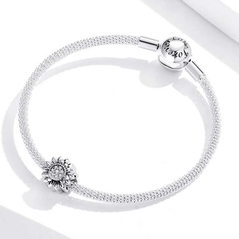 (Bild für) Silberner Sonnenblumen-Charm im Pandora-Stil - SCC1507 - Ansicht 3