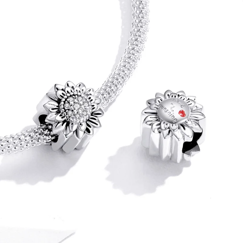 (Bild für) Silberner Sonnenblumen-Charm im Pandora-Stil - SCC1507 - Ansicht 4