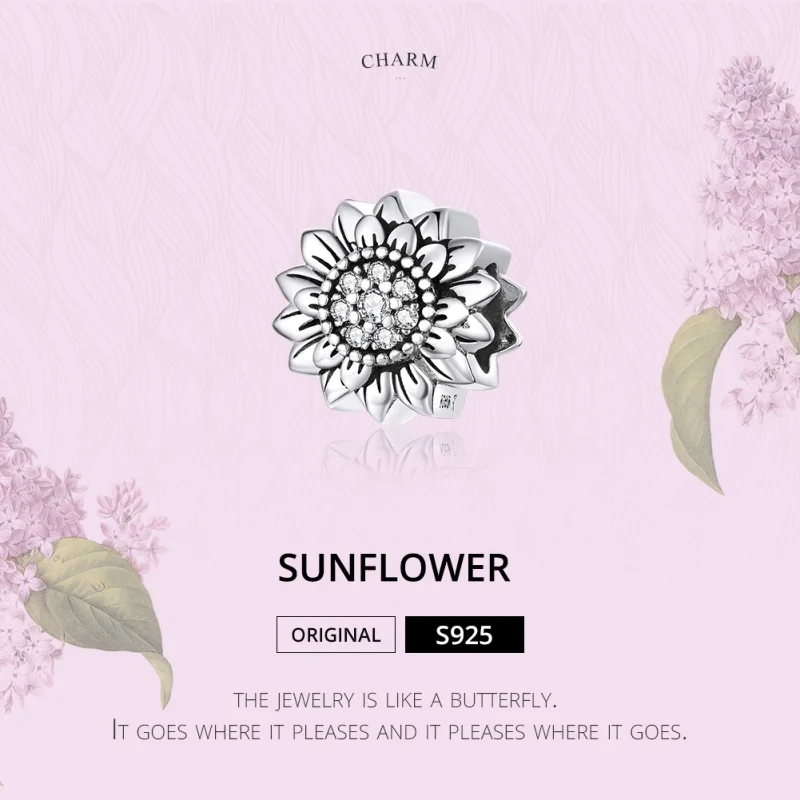 (Bild für) Silberner Sonnenblumen-Charm im Pandora-Stil - SCC1507 - Ansicht 6
