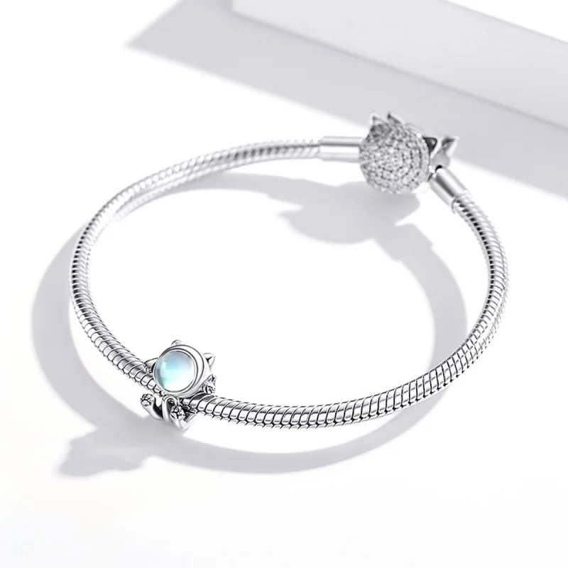 (Bild für) Silberner Space-Cat-Charm im Pandora-Stil - SCC1697 - Ansicht 3