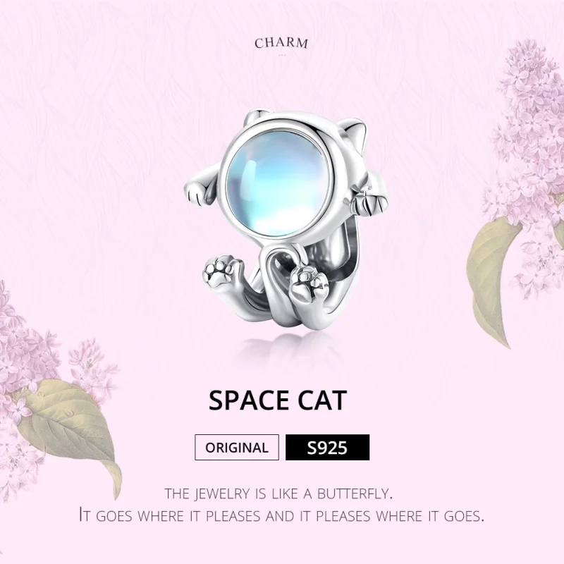(Bild für) Silberner Space-Cat-Charm im Pandora-Stil - SCC1697 - Ansicht 6
