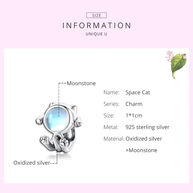 (Bild für) Silberner Space-Cat-Charm im Pandora-Stil - SCC1697 - Ansicht 7
