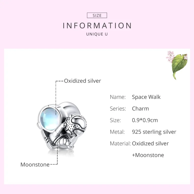(Bild für) Silberner Space Walk-Charm im Pandora-Stil - SCC1694 - Ansicht 7