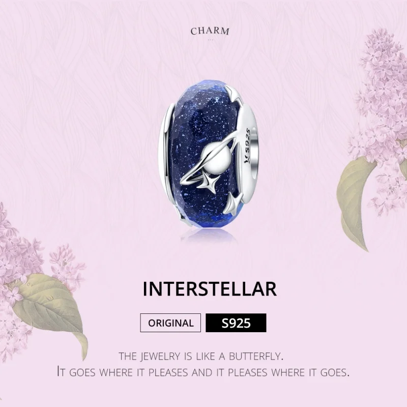 (Bild für) Silberner Sternenhimmel-Charm aus Muranoglas im Pandora-Stil - SCC1284 - Ansicht 4