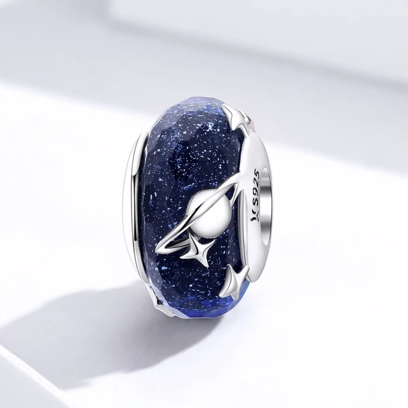(Bild für) Silberner Sternenhimmel-Charm aus Muranoglas im Pandora-Stil - SCC1284 - Ansicht 5