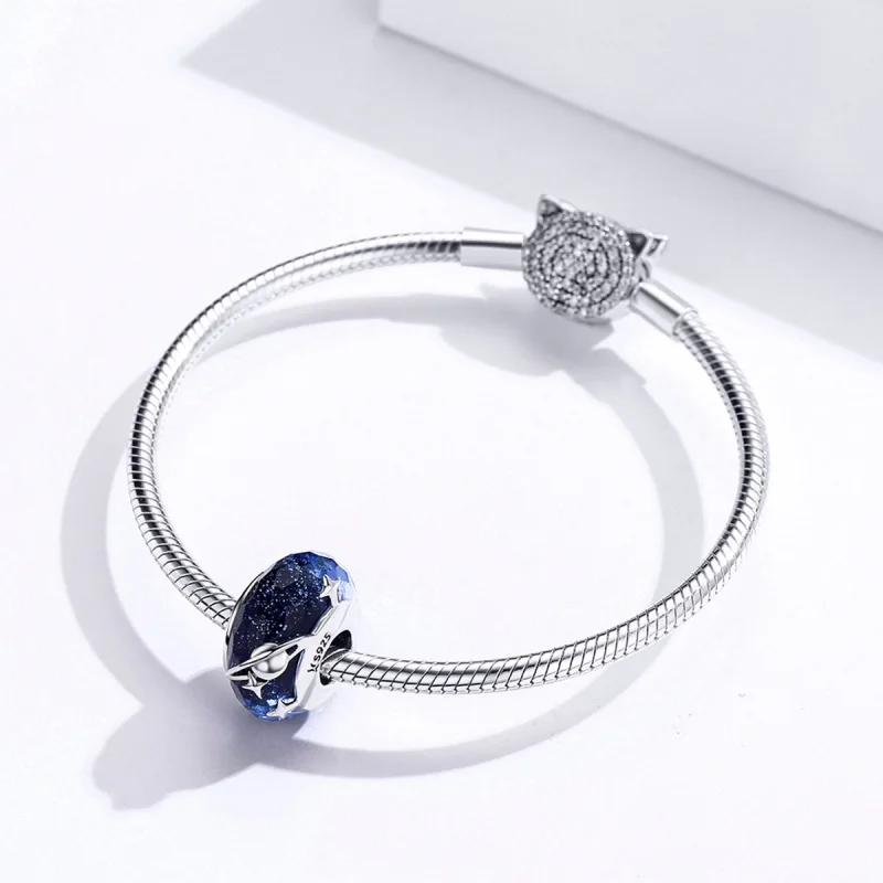 (Bild für) Silberner Sternenhimmel-Charm aus Muranoglas im Pandora-Stil - SCC1284 - Ansicht 6