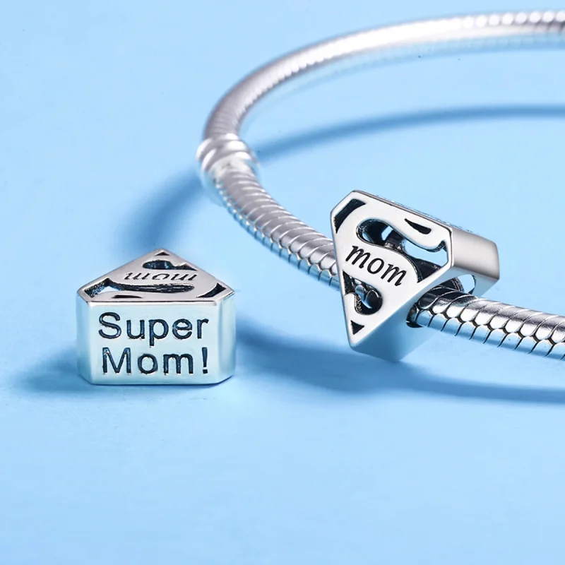 (Bild für) Silberner „Super Mom“-Charm im Pandora-Stil - SCC429 - Ansicht 5