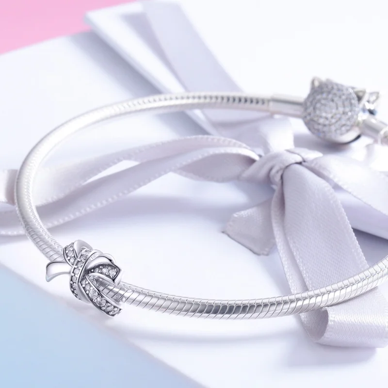 (Bild für) Silberner „Sweet Bow“-Charm im Pandora-Stil - SCC773 - Ansicht 3