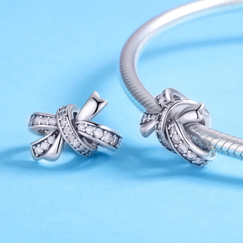 (Bild für) Silberner „Sweet Bow“-Charm im Pandora-Stil - SCC773 - Ansicht 4
