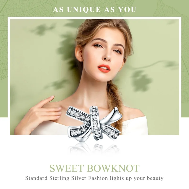 (Bild für) Silberner „Sweet Bow“-Charm im Pandora-Stil - SCC773 - Ansicht 6