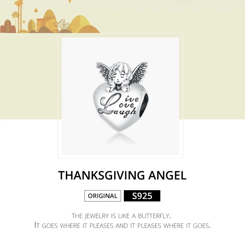 (Bild für) Silberner Thanksgiving-Engel-Charm im Pandora-Stil - SCC1633 - Ansicht 6